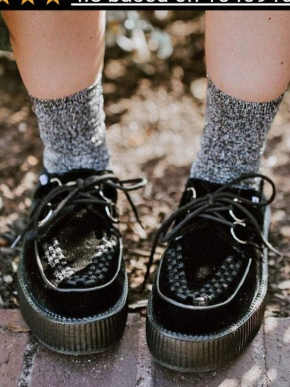 T.U.K Velvet Viva Mondo Creeper Lace Up Shoes Black Unisex Size (M6) (W8)